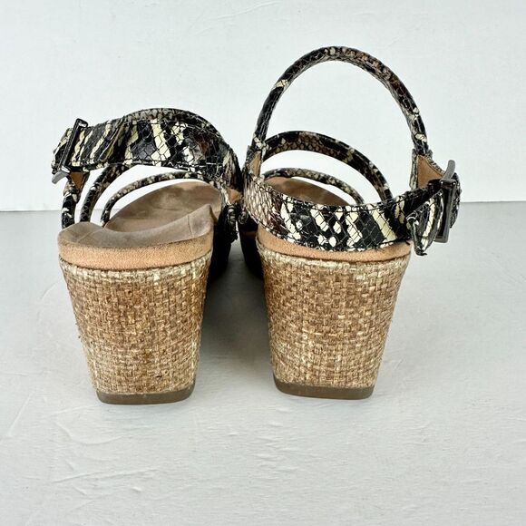 Vionic Kora Raffia Boa Strappy Wedge Slingback Sandal Size 7.5 Leather Snake - Picture 4 of 7